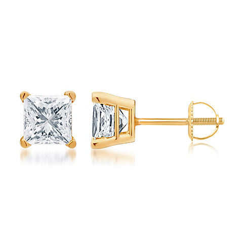 .75 ct. t.w. Princess-Cut Diamond Stud Earrings in 14k Yellow Gold