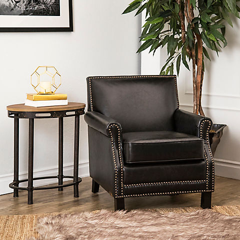 Abbyson Living Skye Antique Leather Club Chair - Black