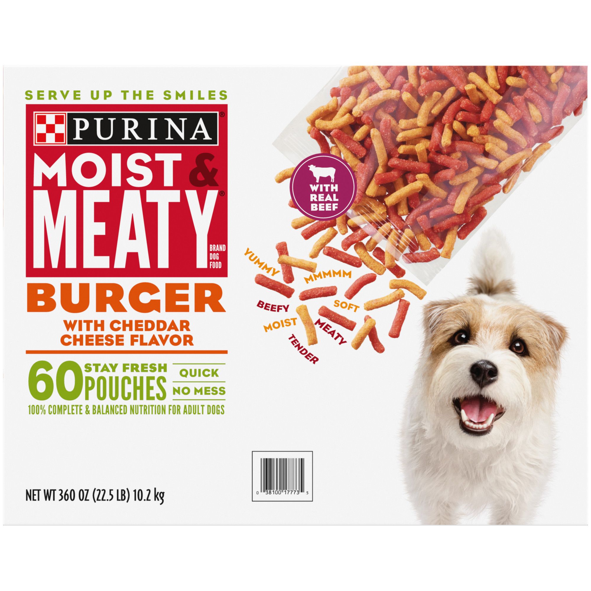 Purina Moist Meaty Burger with Cheddar Cheese Flavor Dog Food 60 ct. 6 oz