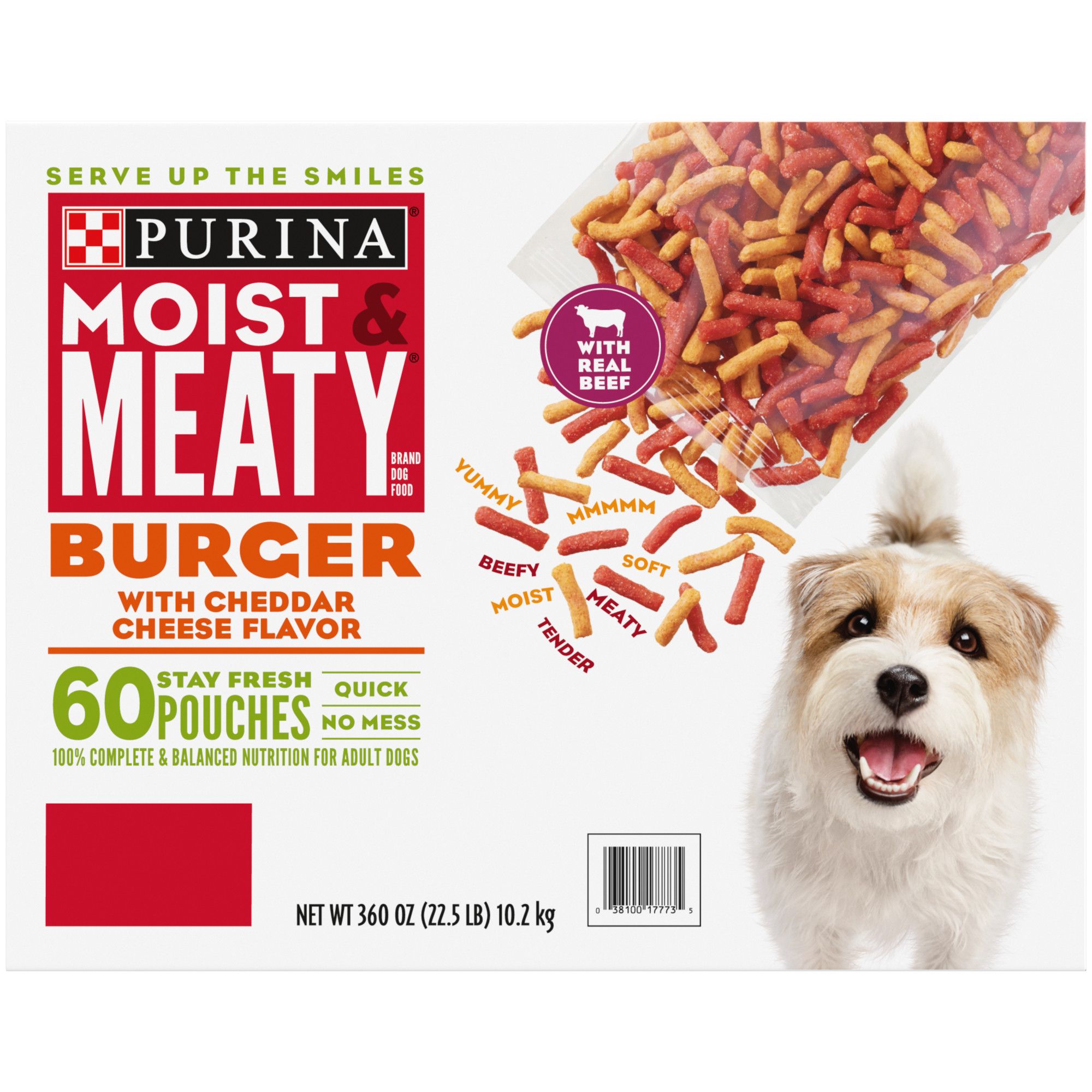 Purina Moist Meaty Burger with Cheddar Cheese Flavor Dog Food 60 ct. 6 oz