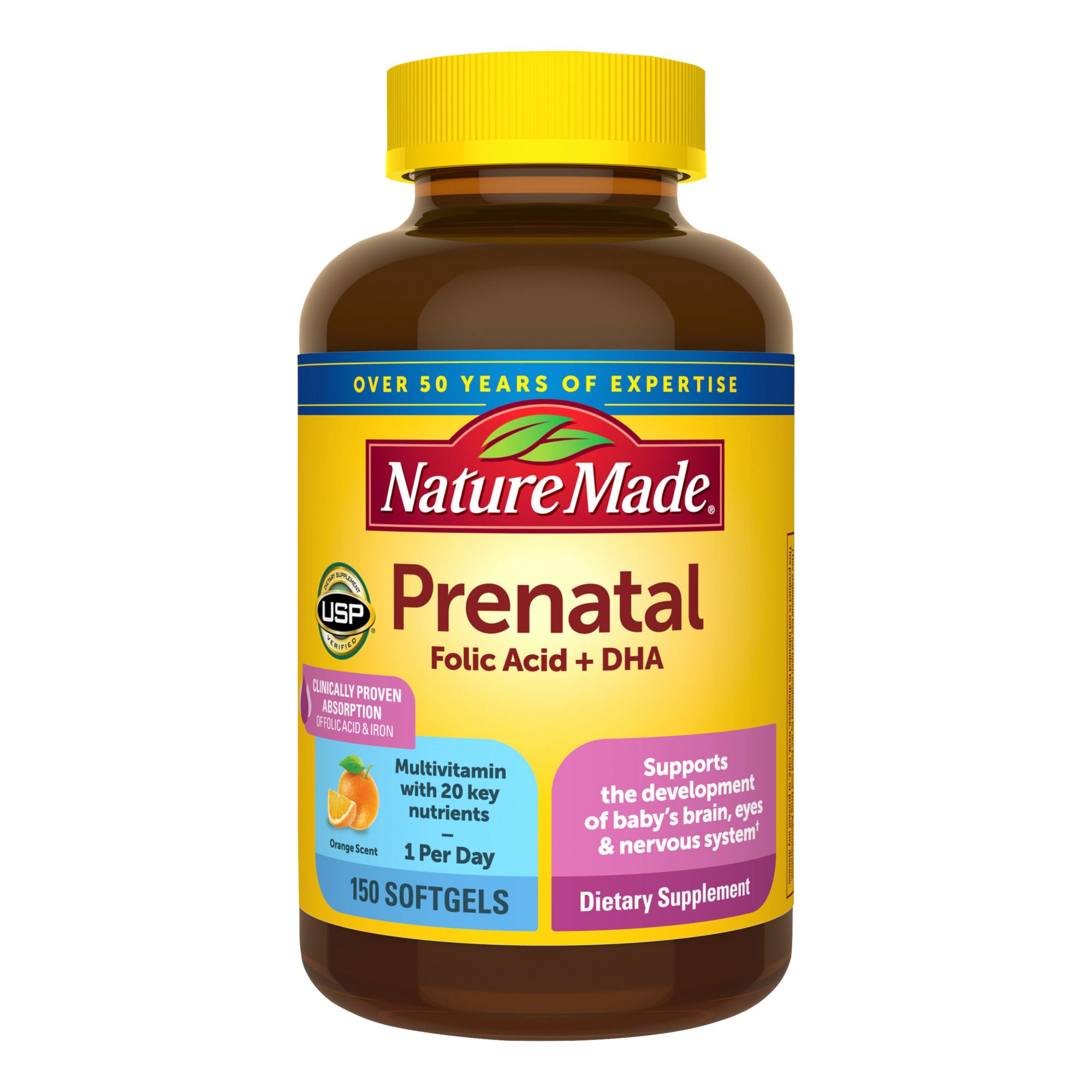 Nature Made Prenatal Multi + DHA Liquid Softgel Multivitamin, 150