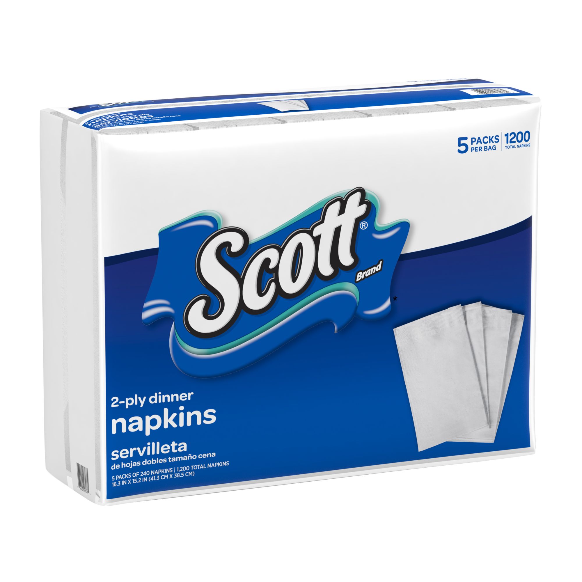 Vanity Fair 3-Ply Dinner Napkins, White - 240 count