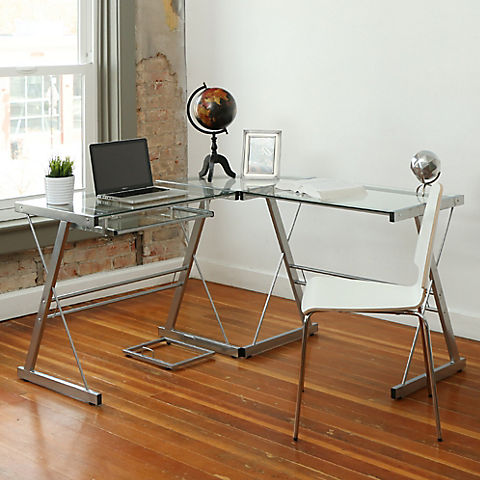 W. Trends Contemporary 3-Pc. Desk - Clear/Silver