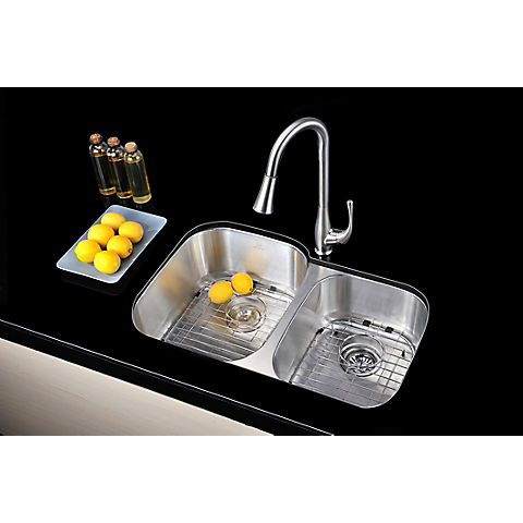 ANZZI Moore 32" x 20" Kitchen Sink - Brushed Silver