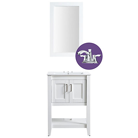 ANZZI Mosset 24" Bathroom Vanity with 014 Faucet - White