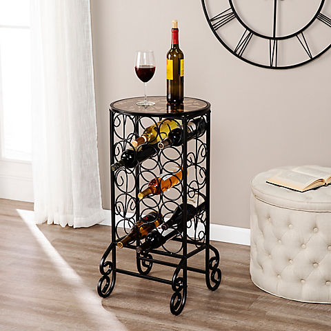 SEI Sonoma 15-Bottle Wine Storage Table - Black