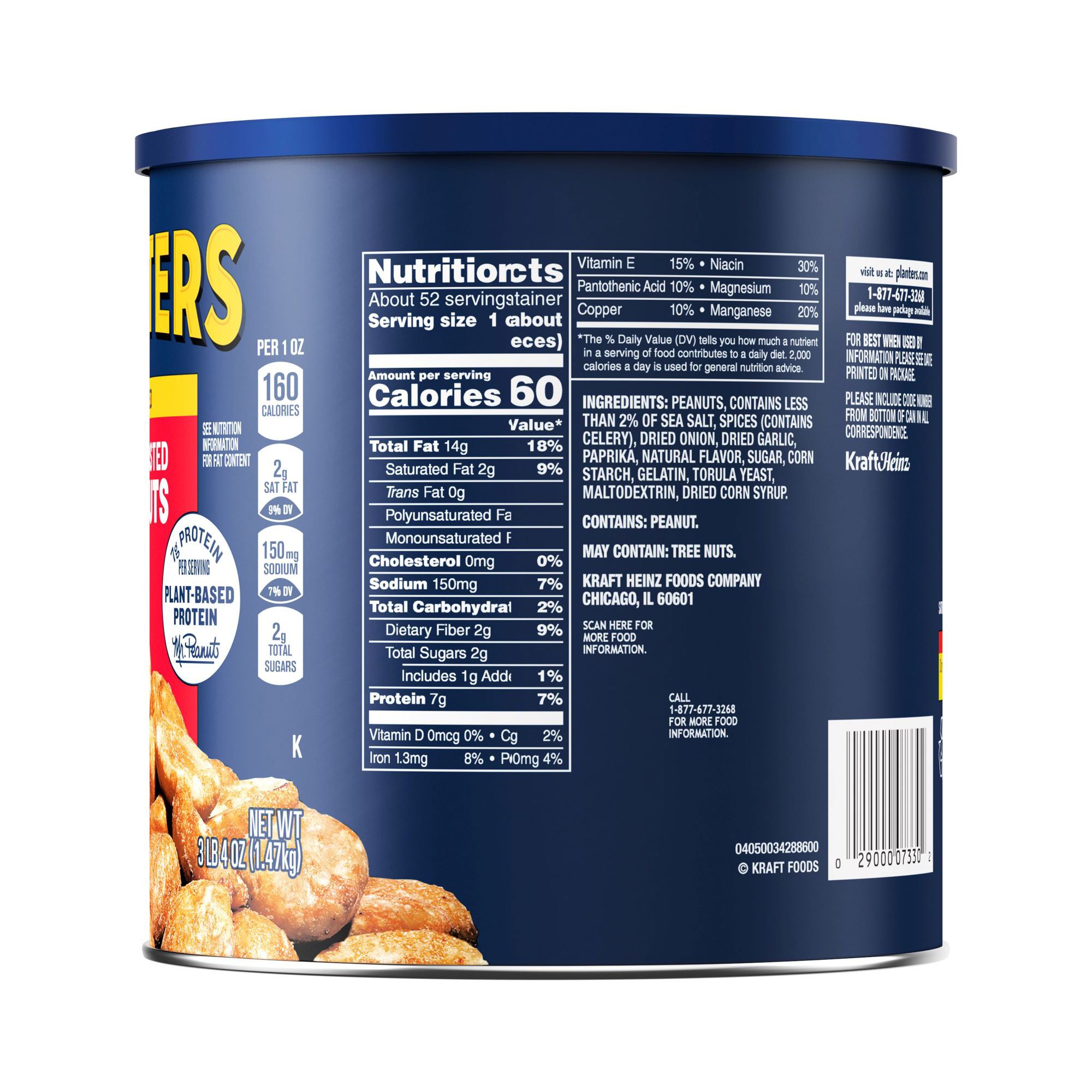 Planters Dry Roasted Peanuts, 52 oz.