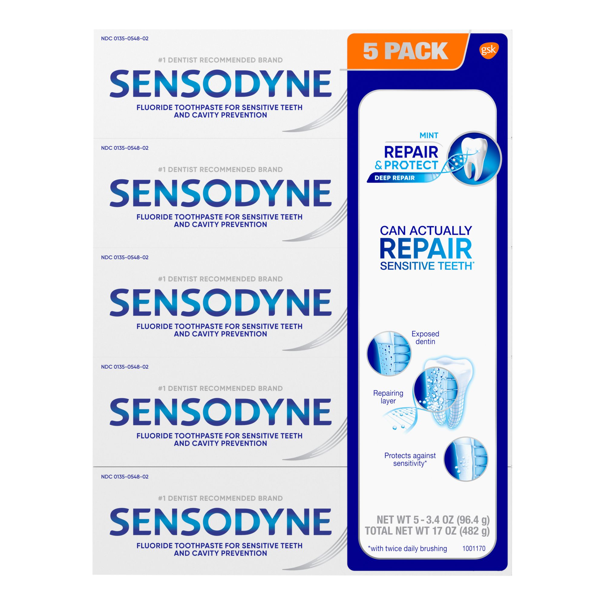 Sensodyne Rapid Relief Fluoride Toothpaste for Sensitive Teeth, Mint, 3.4 Oz