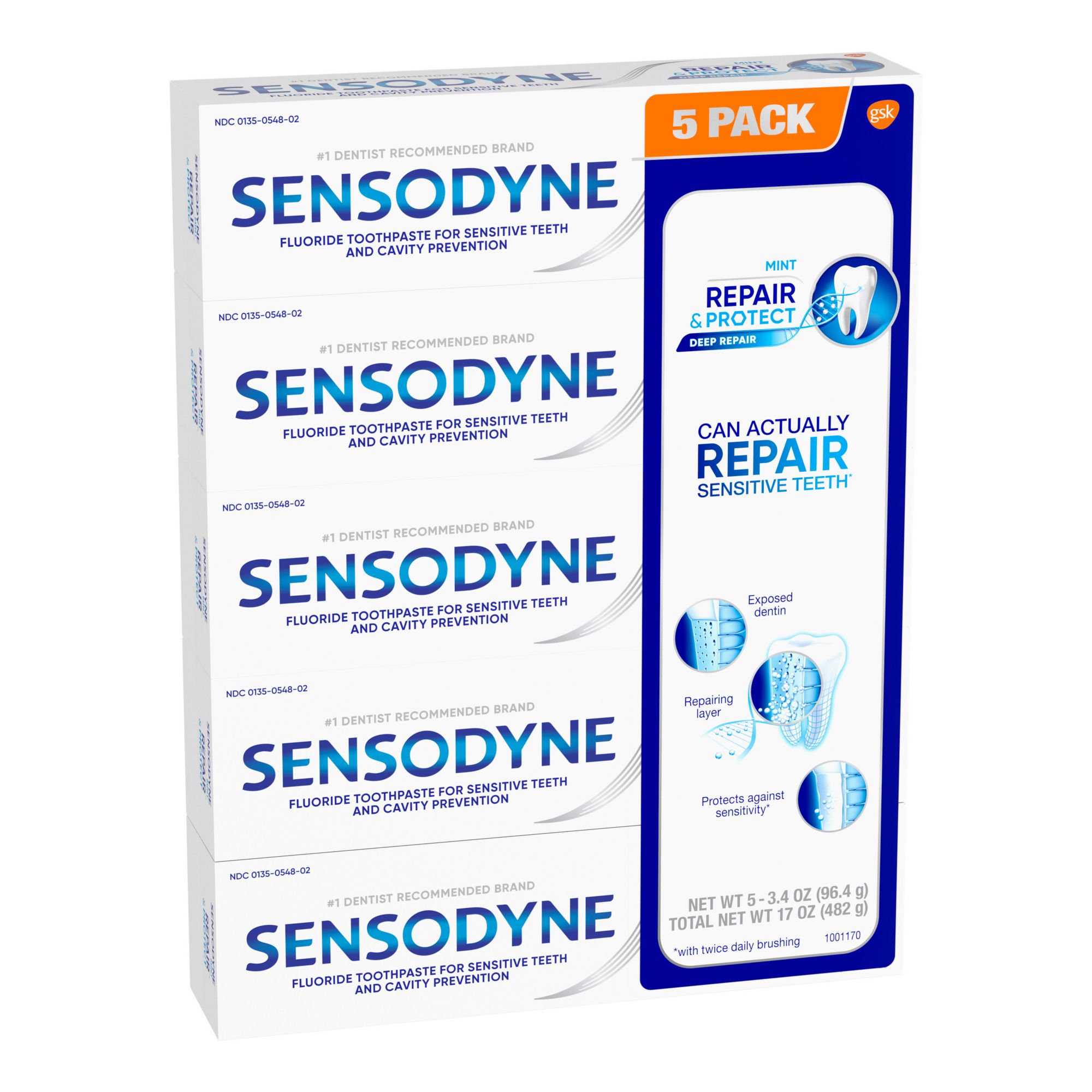 Sensodyne Rapid Relief Fluoride Toothpaste for Sensitive Teeth, Mint, 3.4 Oz