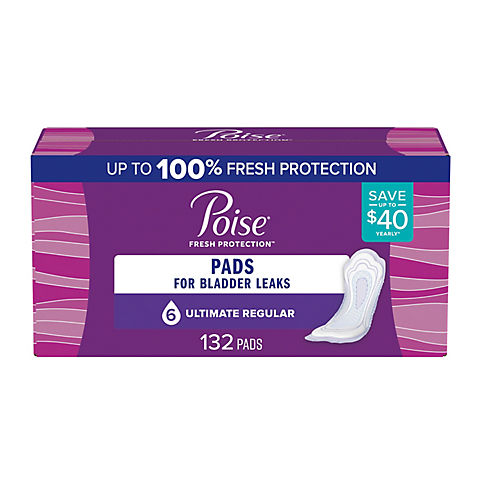 Poise Ultimate Absorbency Incontinence Overnight Pads, 132 ct.