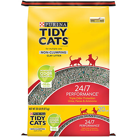 Purina Tidy Cats 24/7 Performances Non-Clumping Cat Litter for Multiple Cats, 20 lbs.