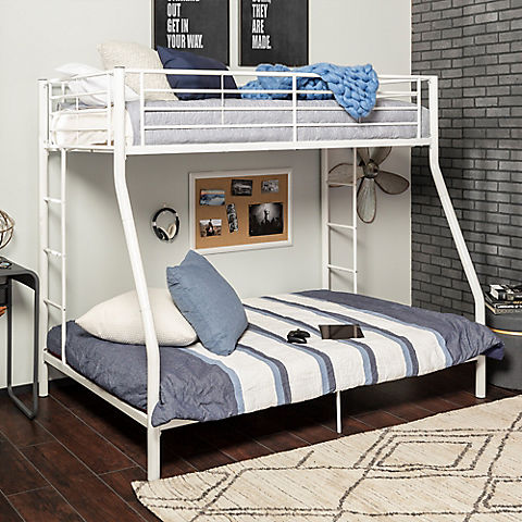 W. Trends Sunrise Twin/Full-Size Metal Bunk Bed - White
