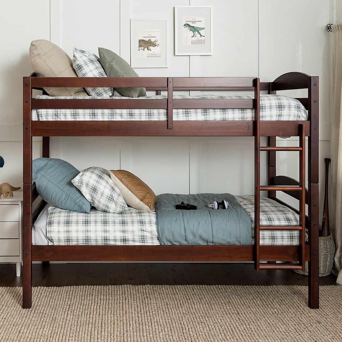 W Trends Twin Size Solid Wood Bunk Bed, Berkley Jensen Twin Over Twin Bunk Bed