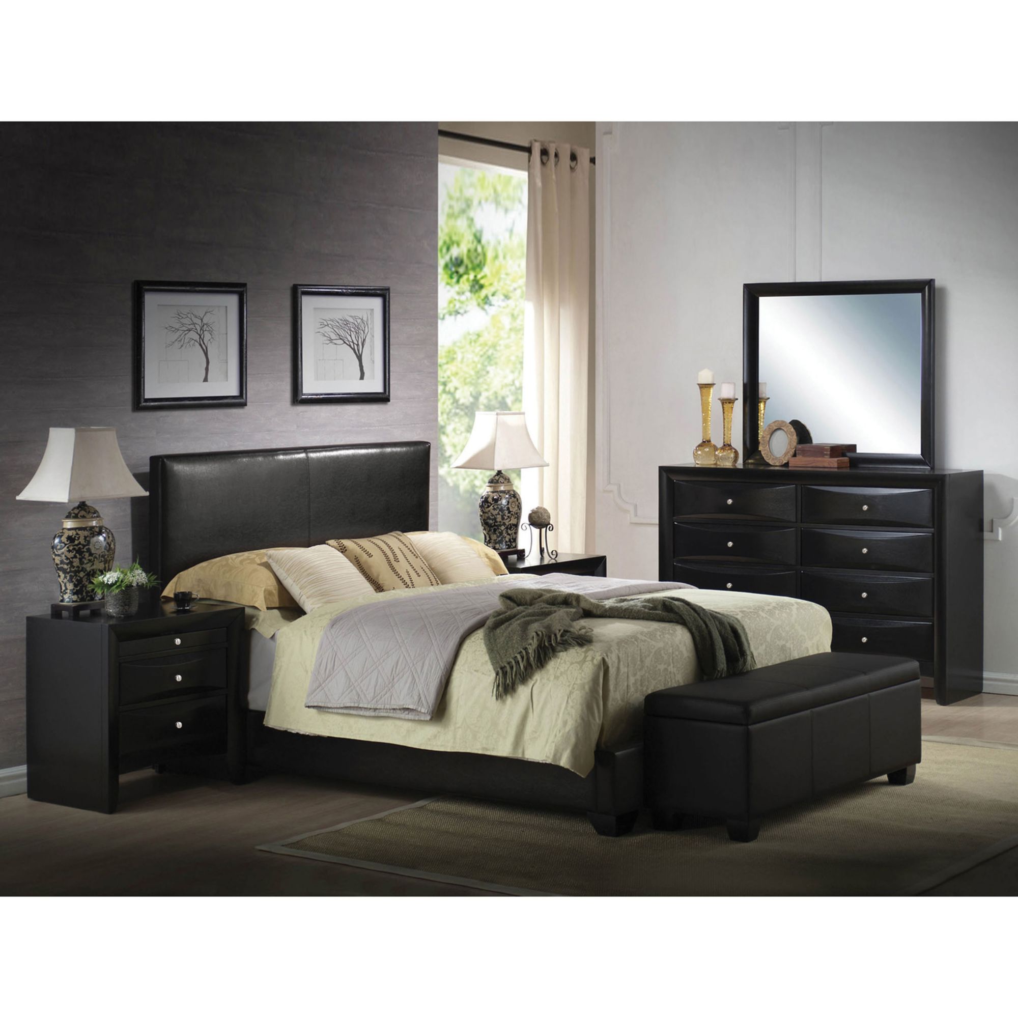 Acme Ireland Faux Leather Eastern King Size Bed Black Bjs Wholesale Club