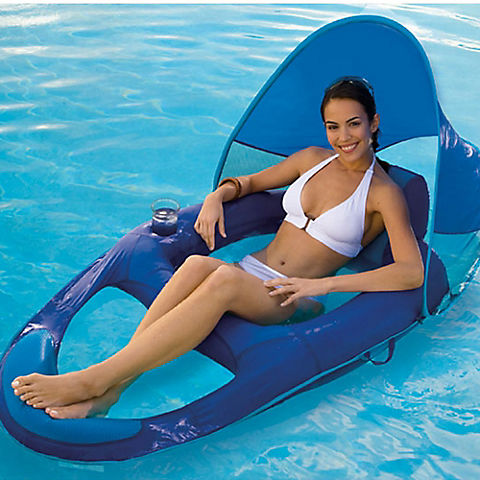 SwimWays Spring Float Recliner with Sunshade Canopy