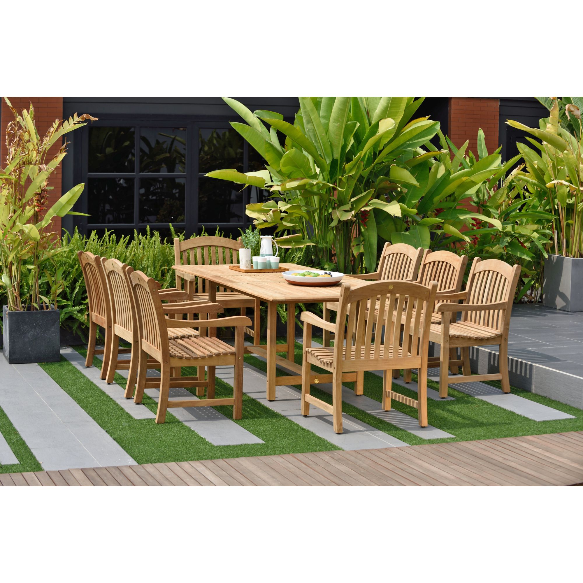 Amazonia Madison 9 Pc. Teak Patio Dining Set Natural BJ s