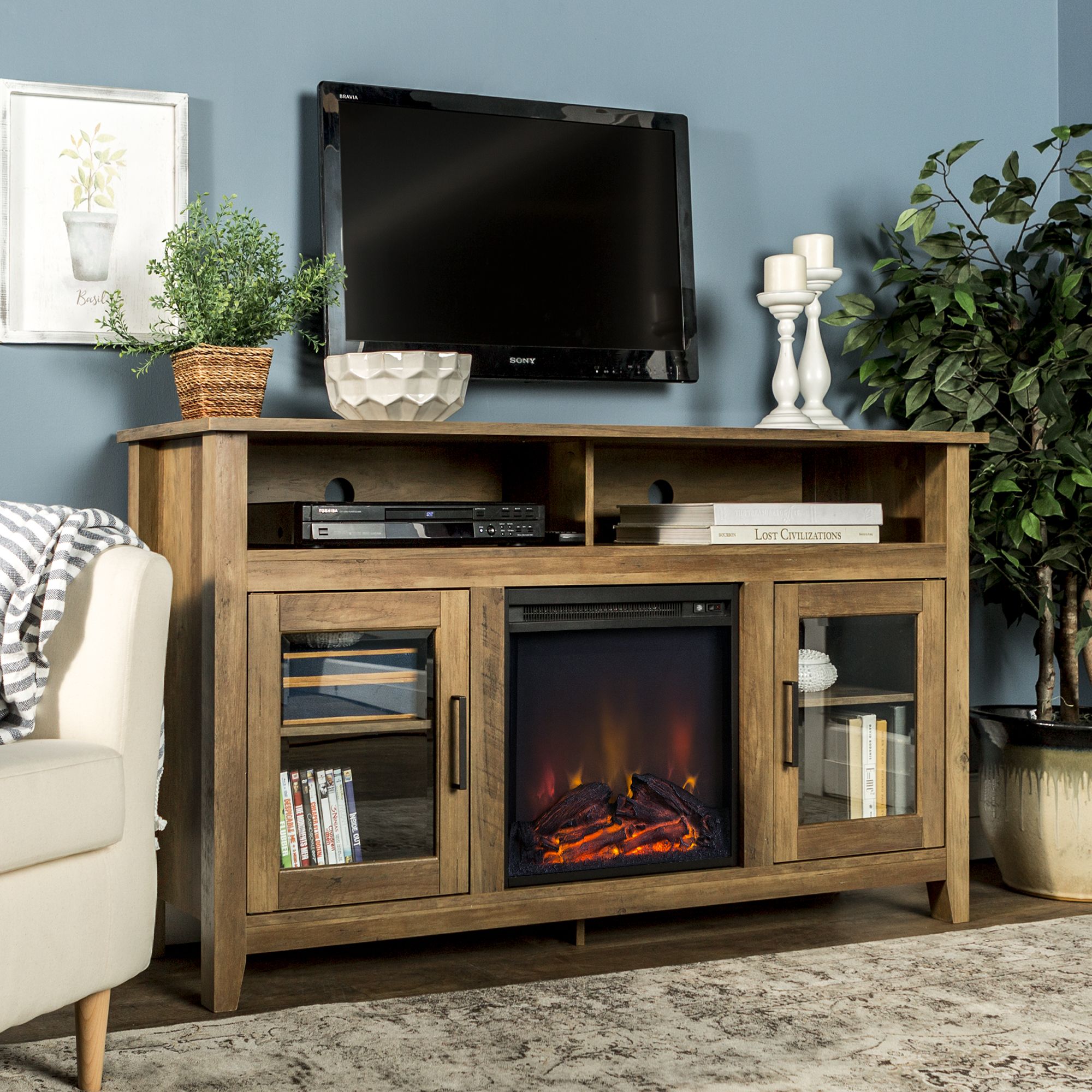 Bjs fireplace deals tv stand