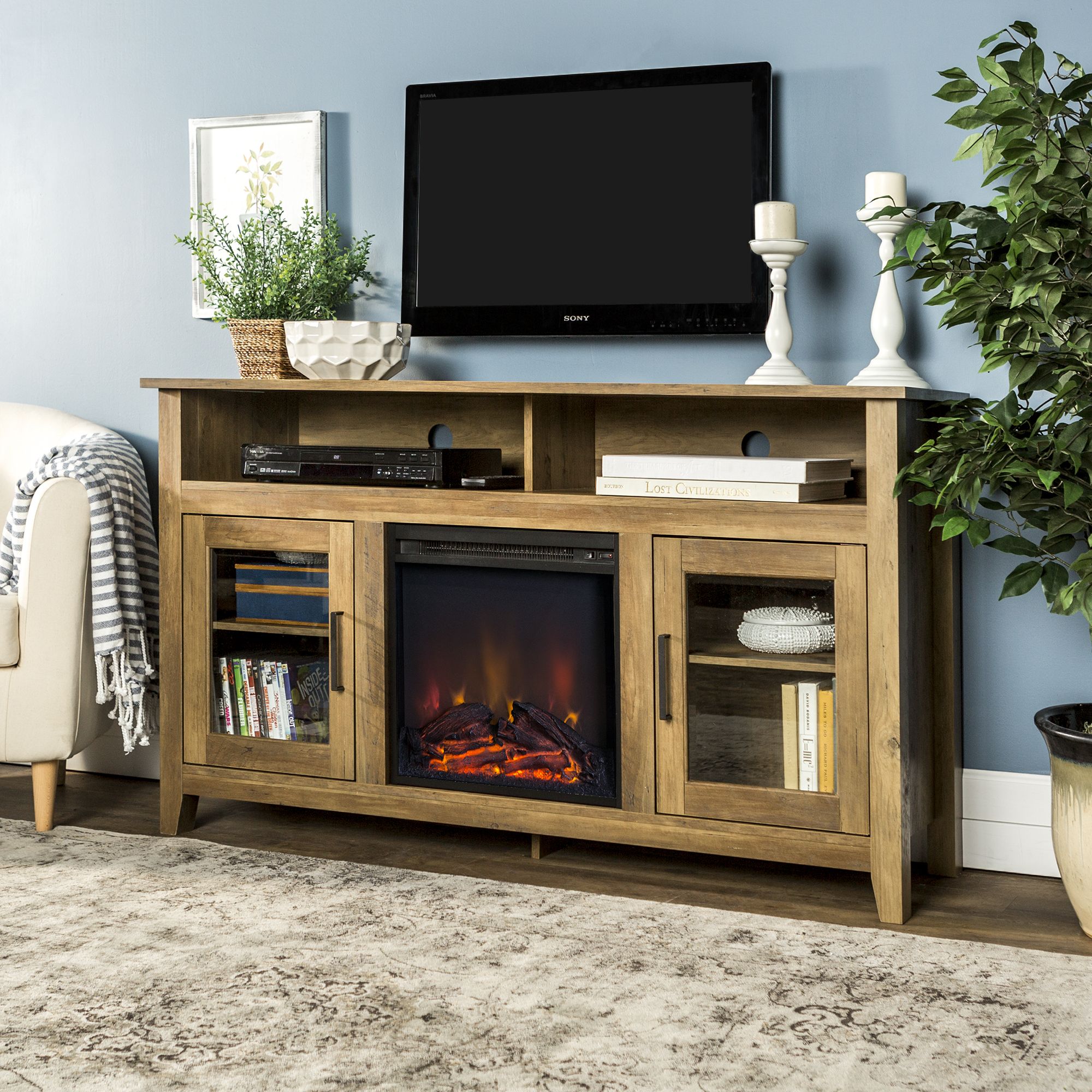 Bjs fireplace deals tv stand