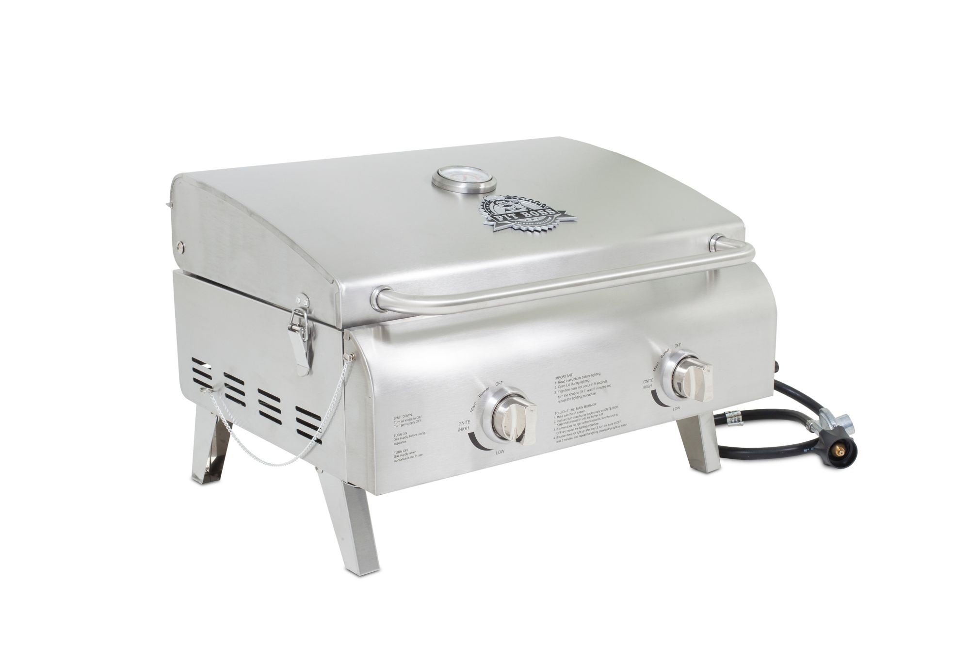 2 Burner Propane Gas Tabletop Grill in Stainless Steel