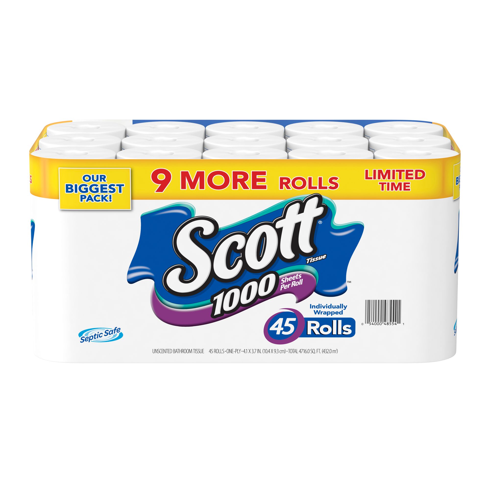 Scott 1-Ply White 1000-Sheet Toilet Paper(1000-Sheets Per Roll 36 Rolls Per  Pack) (2-Pack) 53897 - The Home Depot