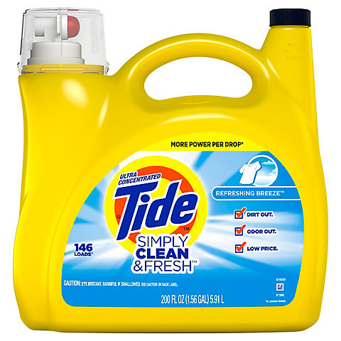 Tide Simply Clean & Fresh Refreshing Breeze Ultra Concentrated Liquid Laundry Detergent, 200 fl. oz.