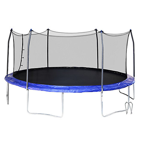 Skywalker Trampolines 17' Oval Trampoline with Enclosure and Wind Stakes - Blue