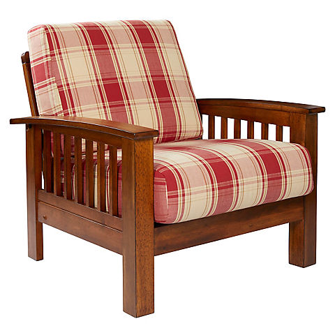 Handy Living Omaha Mission Style Wood Arm Chair - Red Plaid