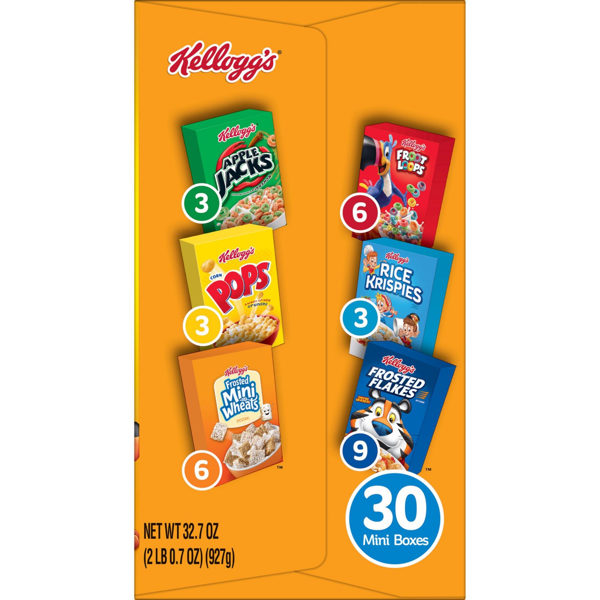 Kellogg's Breakfast Cereal Mini Boxes Assorted 2.39 oz Box 30/Carton 14746  