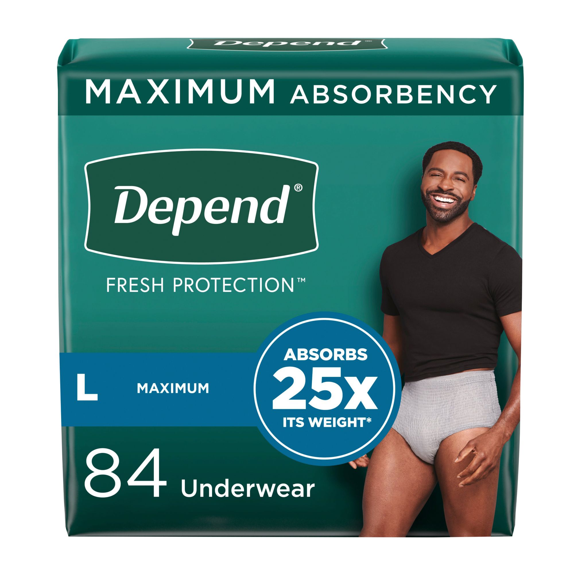 Depend FIT-FLEX Incontinence Underwear for Women, Moderate Absorbency, L,  84 Count 