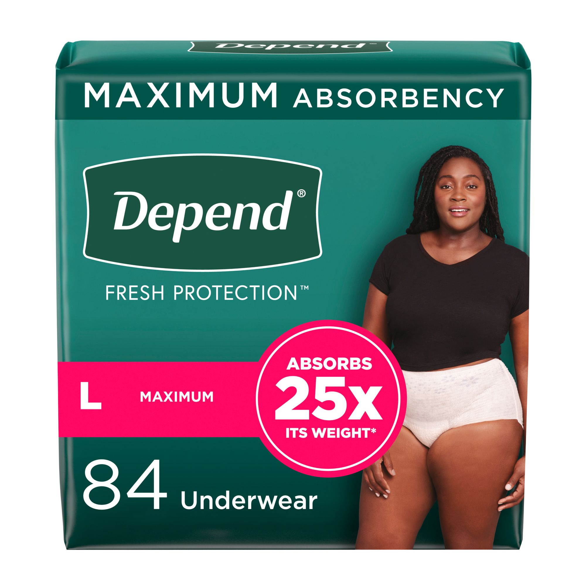 Depend Adult Incontinence Underwear for Women, Large, Blush, 84 ct