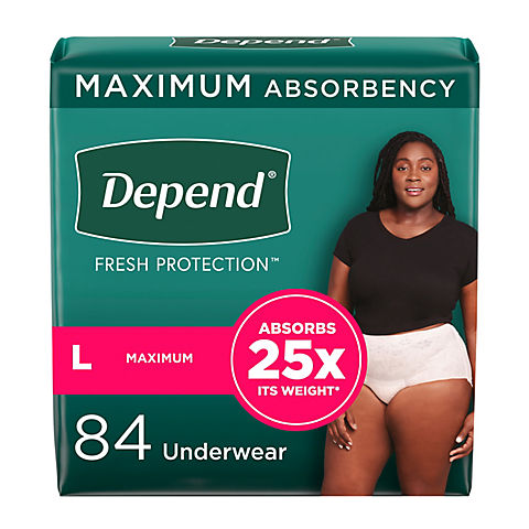 Depend Fresh Protection Adult Incontinence Underwear for Women, Large - Blush, 84 ct.