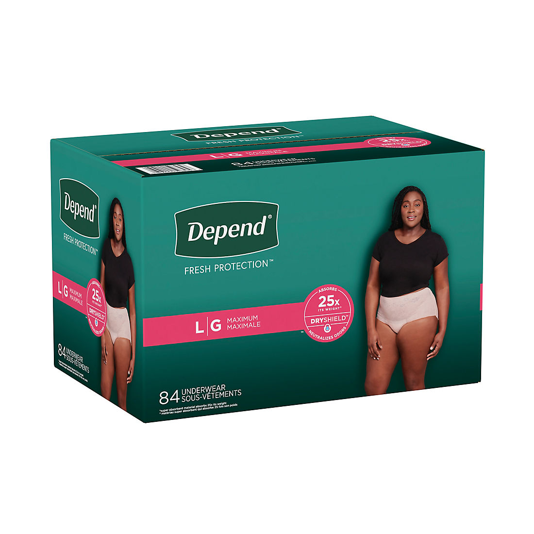 Depend Adult Incontinence Underwear for Women, Large, Blush, 84 ct.