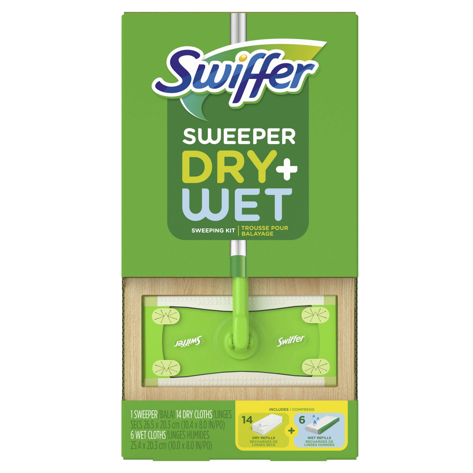 Swiffer Sweeper 2-in-1, Dry and Wet Multi Surface Floor Cleaner and Broom,  Sweep and Mop Starter Kit