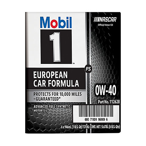 Mobil 1 FS European Car Formula Full Synthetic Motor Oil 0W-40, 6 pk./1 qt.