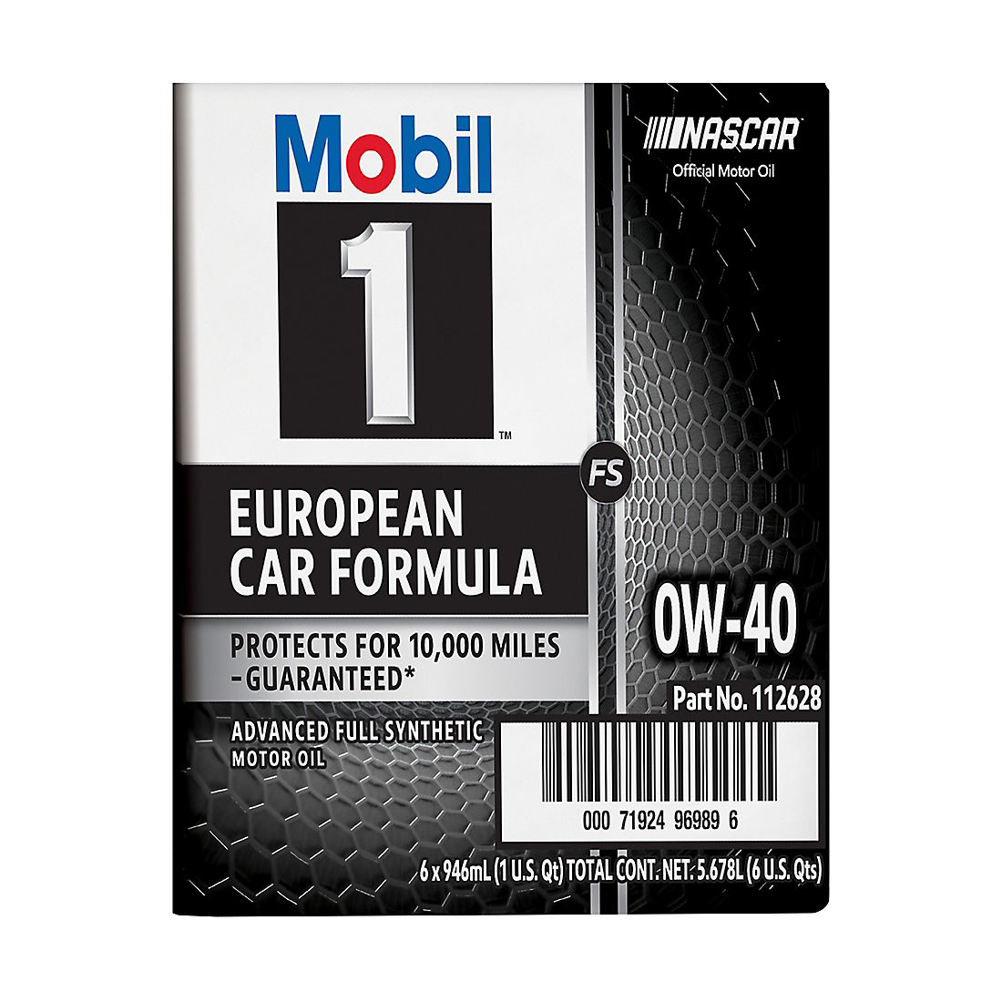 Mobil 1 FS European Car Formula Full Synthetic Motor Oil 0W-40, 6 pk./1 qt.