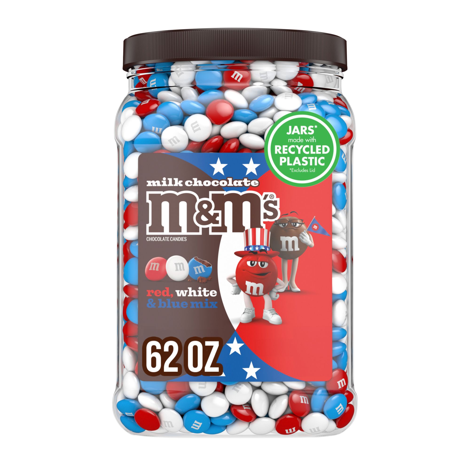 M&M's Red, White & Blue Patriotic Mix Milk Chocolate Bulk Candy, 62 oz.