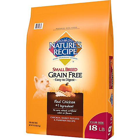 Nature's Recipe Chicken, Sweet Potato, & Pumpkin Small Breed Grain Free Dog Food, 18 lbs.