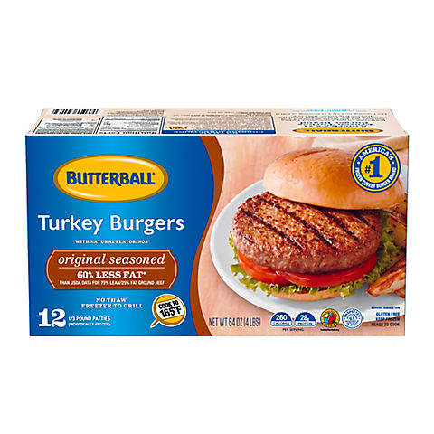 Butterball Original Seasoned Frozen Turkey Burgers, 12 ct./5.3 oz.
