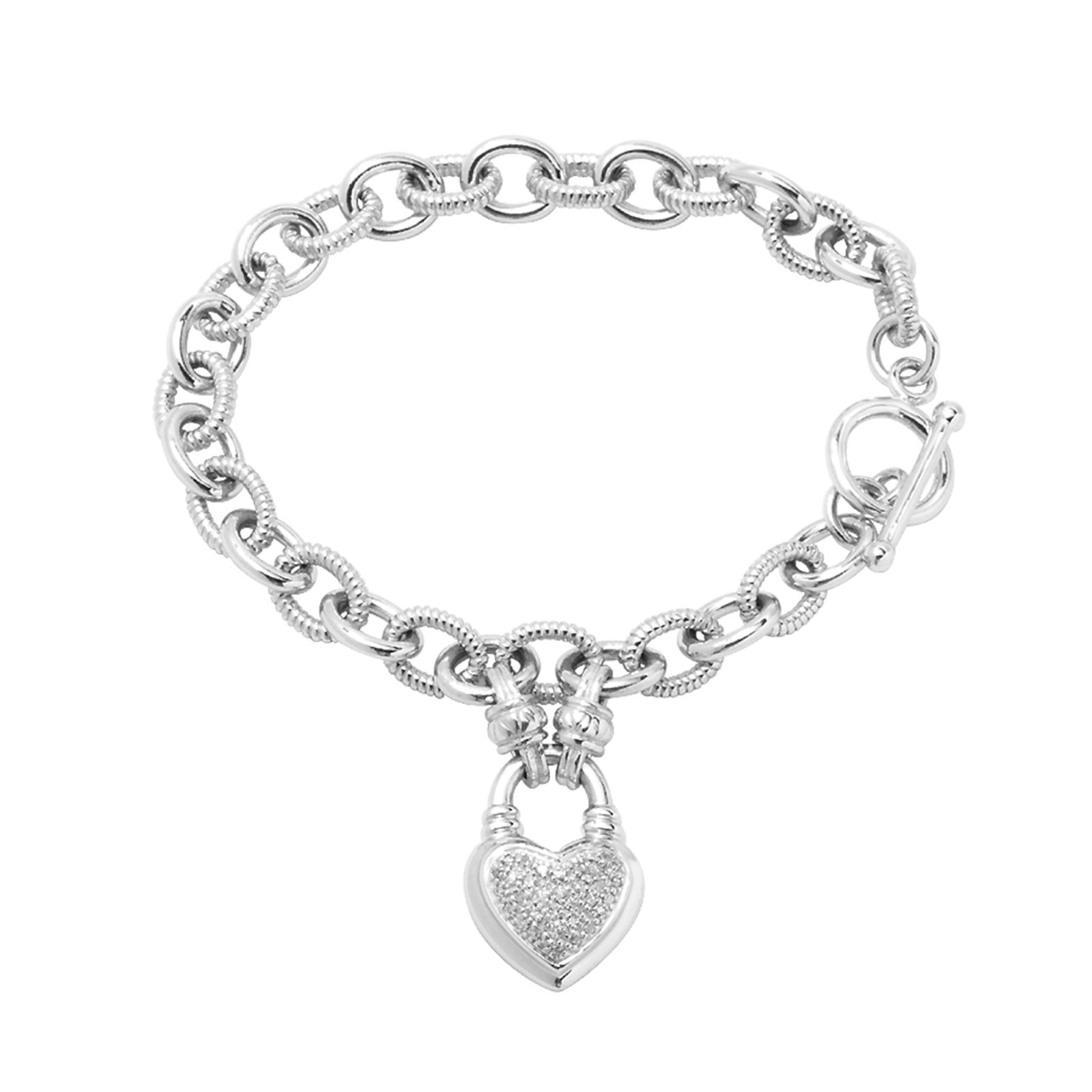 Sterling Silver Heart Toggle Bracelet 