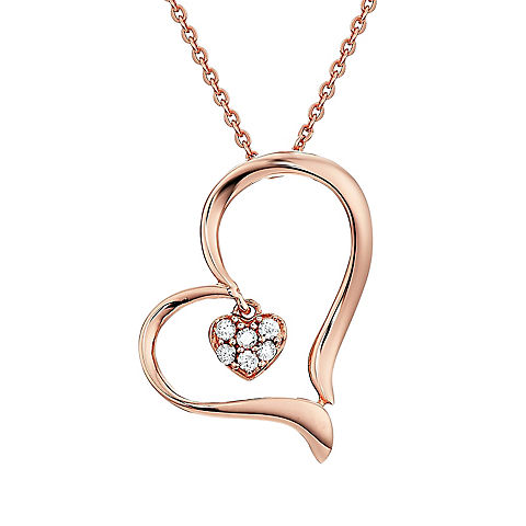 .05 ct. t.w. Diamond Heart Necklace in 14k Pink Gold