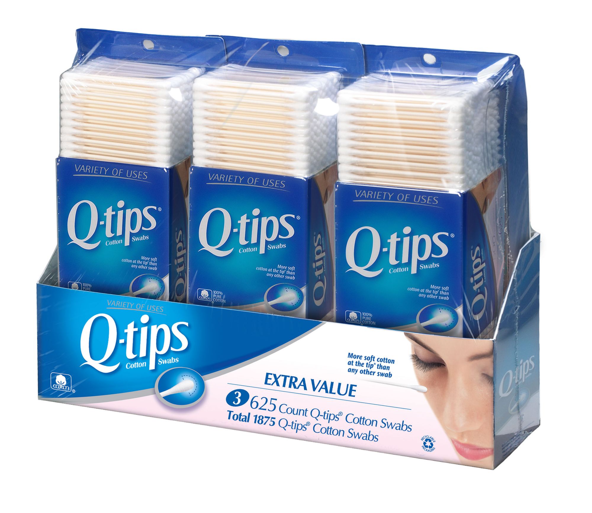 Q-Tip Cotton Swabs, 3 pk./625 ct.