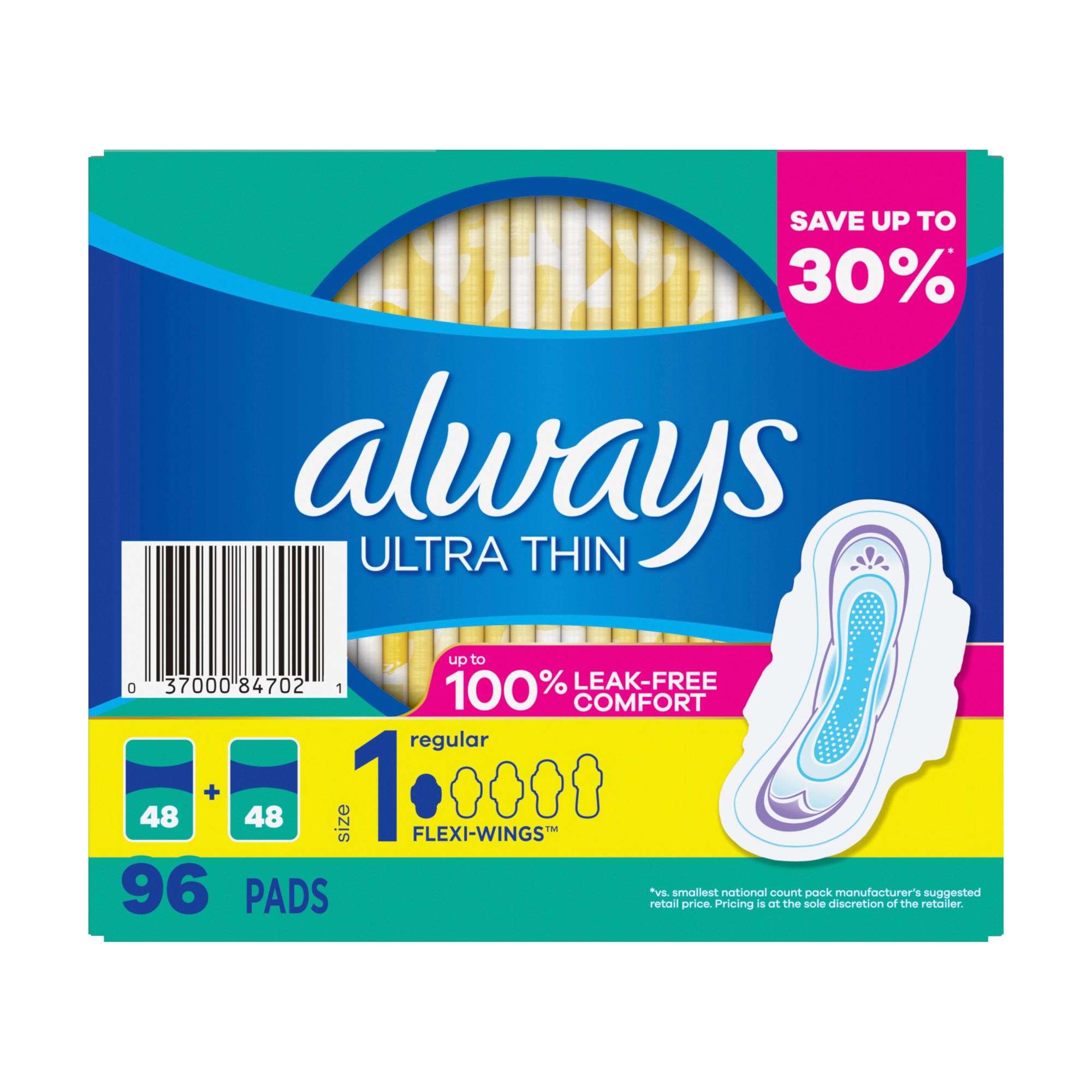 Always Ultra Thin Extra Heavy Overnight Unscented Pads With Wings 24 Ct., Feminine Products, Beauty & Health