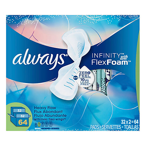 Always Infinity Super Maxi Pads with Wings, 64 ct.