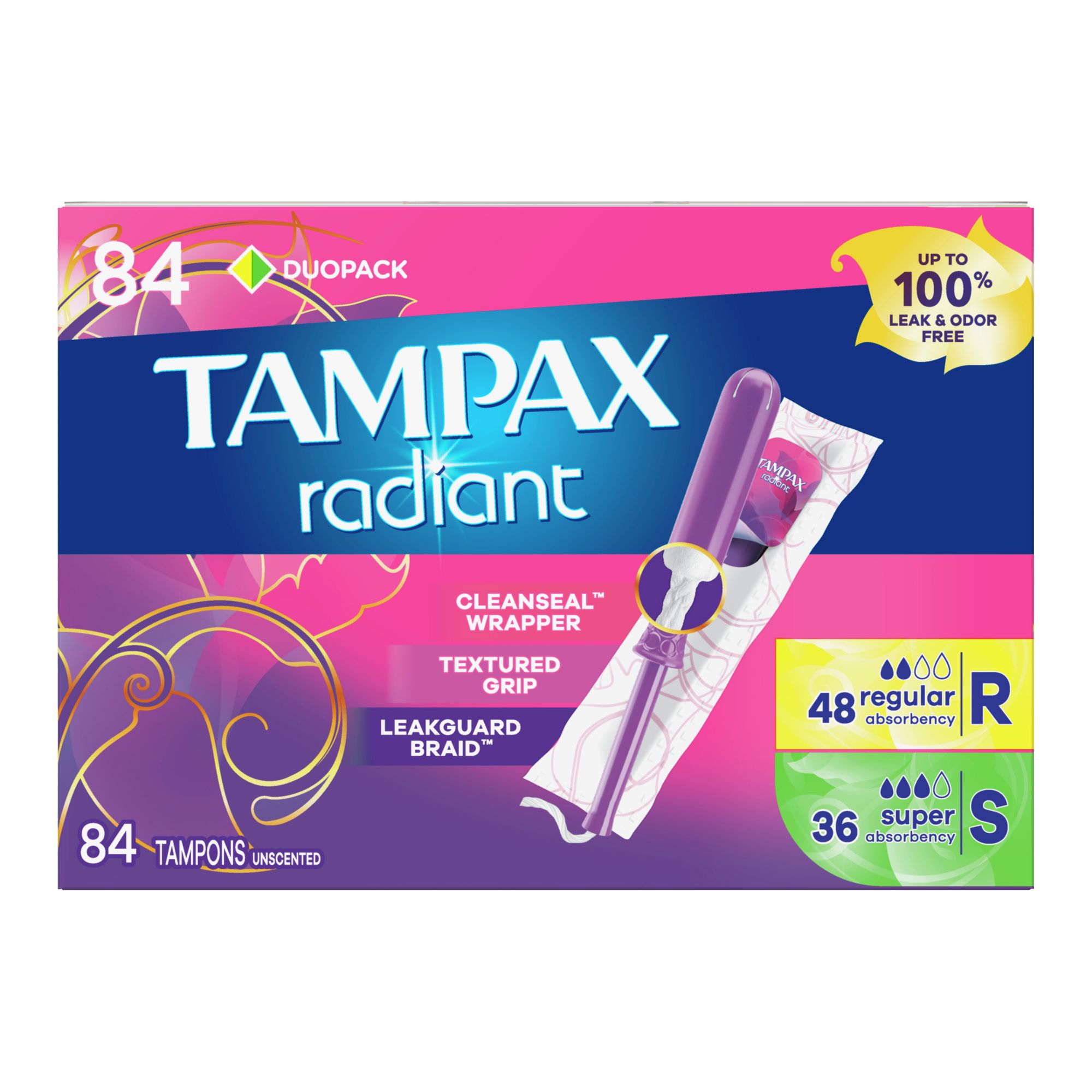 Tampax Pure Cotton Tampons,Unscented, Super Absorbency, 24 CT