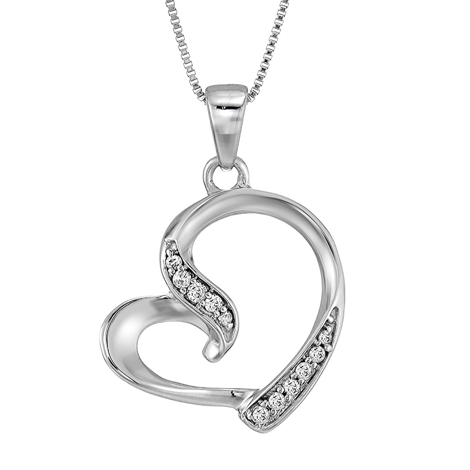 Diamond Heart Necklace 2 ct tw Round-cut 14K White Gold