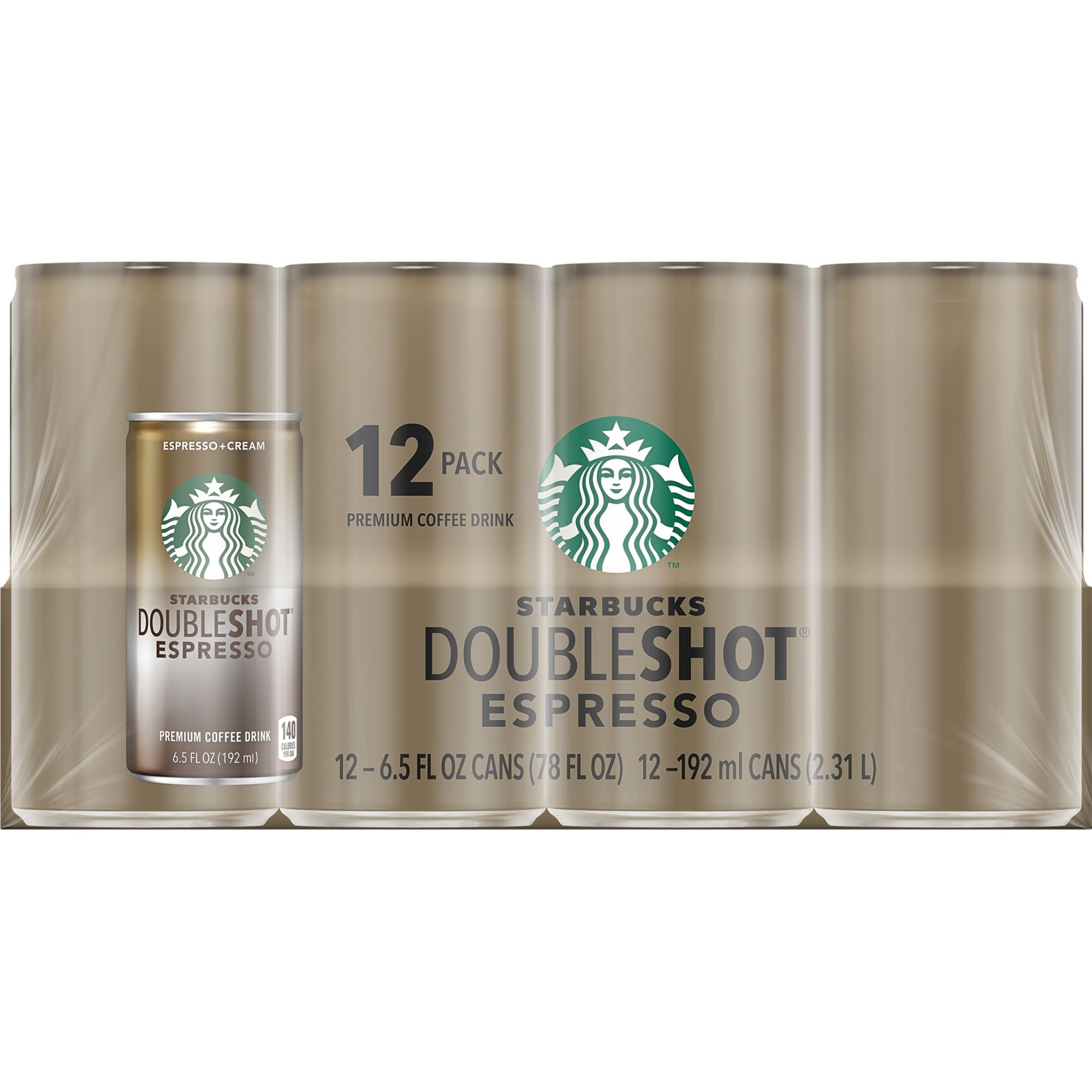 Starbucks Doubleshot Espresso Espresso Beverage, Premium, Espresso & Cream - 12 pack, 6.5 fl oz cans