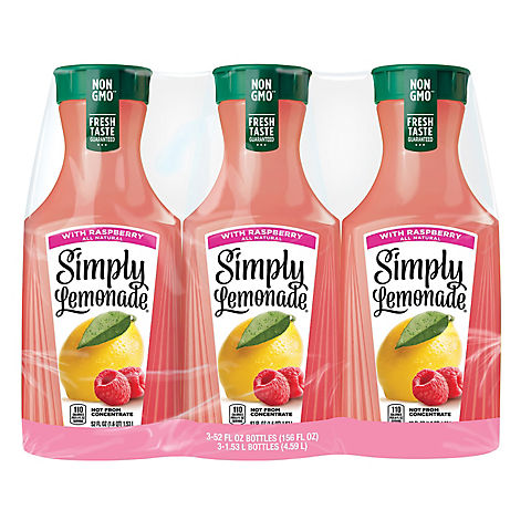 Simply Lemonade with Raspberry Refreshment Bottles, 3 pk./52 fl. oz.