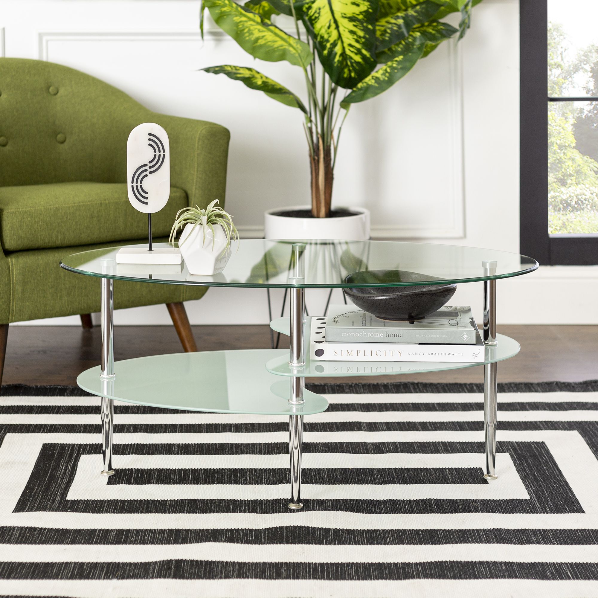 Chrome glass store coffee table