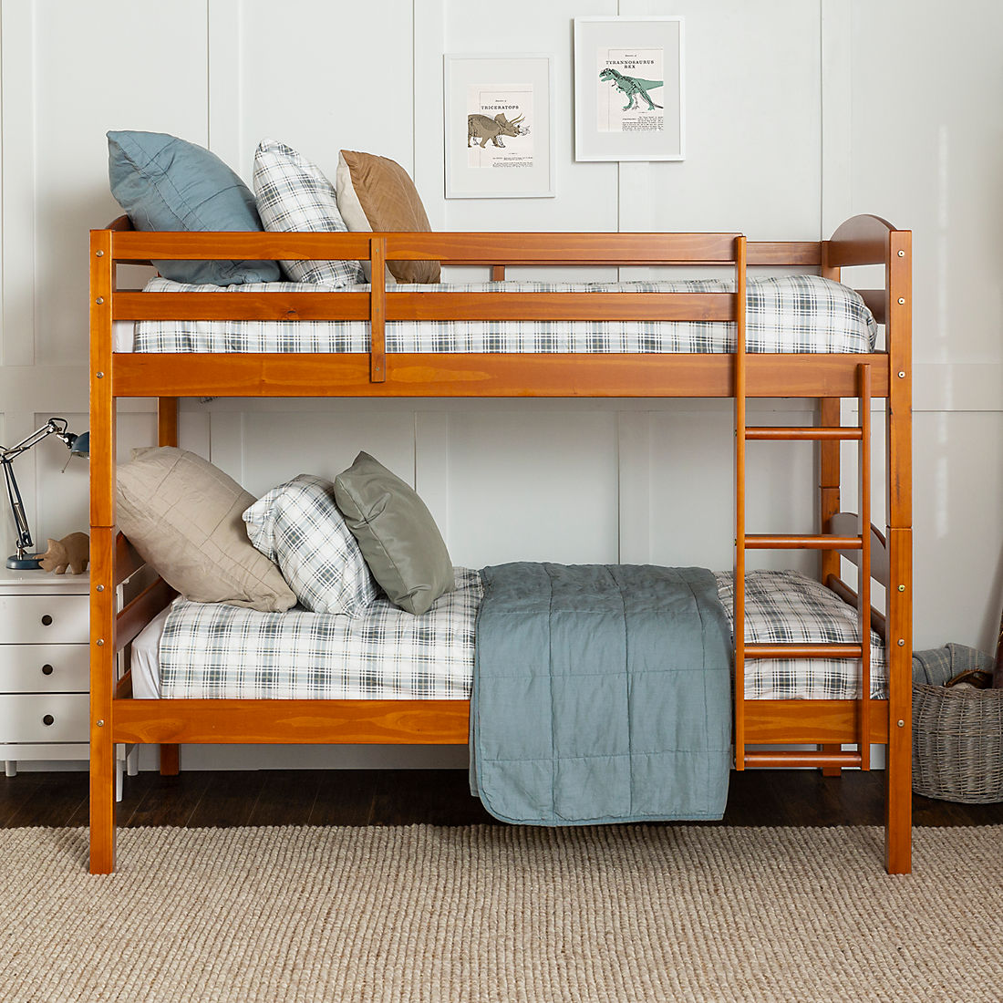 W Trends Twin Size Bunk Bed Honey, How Wide Is A Bunk Bed