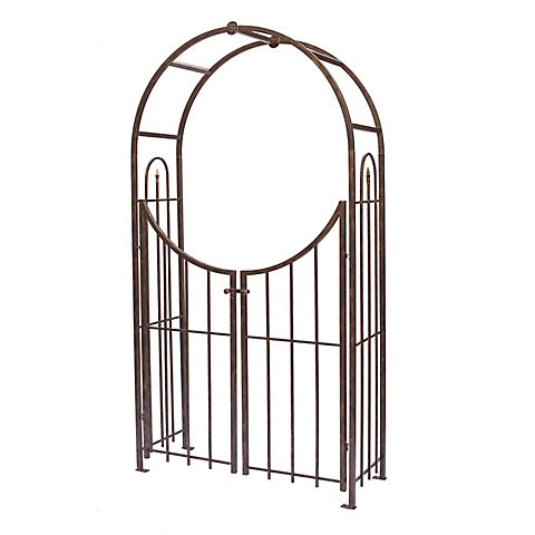 Panacea Steel Arched Arbor with Gate, 50"W x 90"H